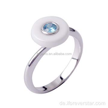 High End CZ Ring Sterling Silber Keramikringe